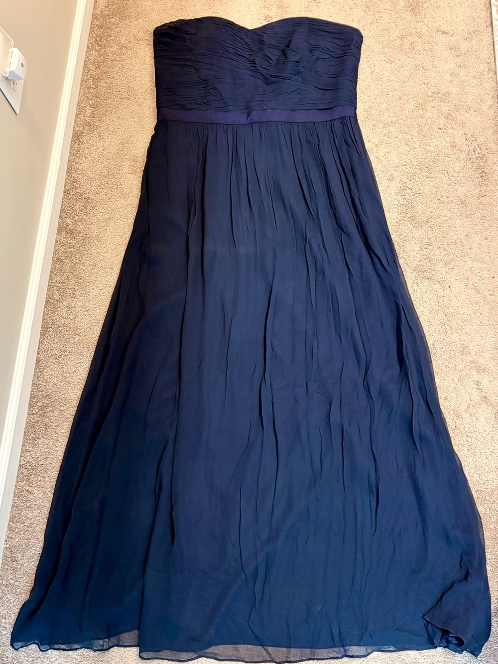 Boden Strapless Navy Blue Chiffon Gown